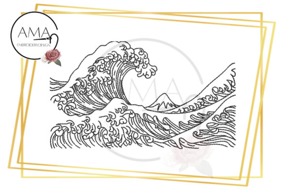 The Great Wave off Kanagawa Redwork